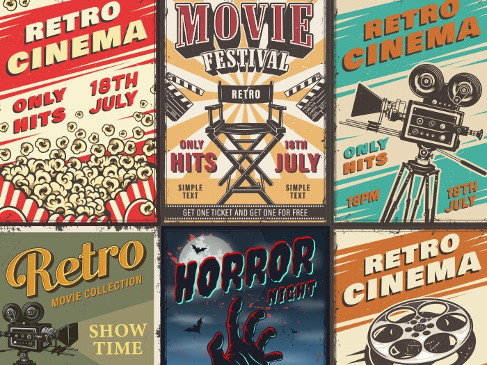 Plusieurs affiches de films exposées dans une grille.